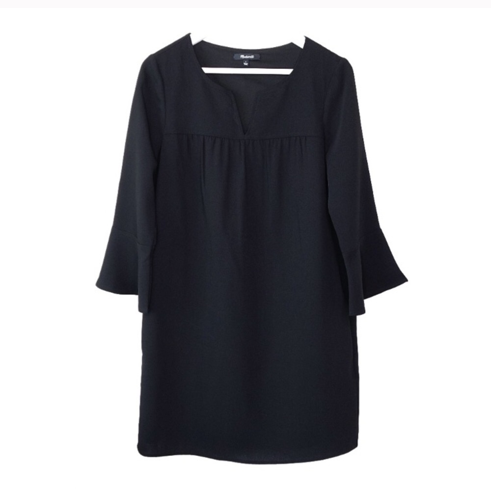 Madewell black bell sleeve dress